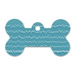 Boho Teal Stripes Dog Tag Bone (Two Sides) Front