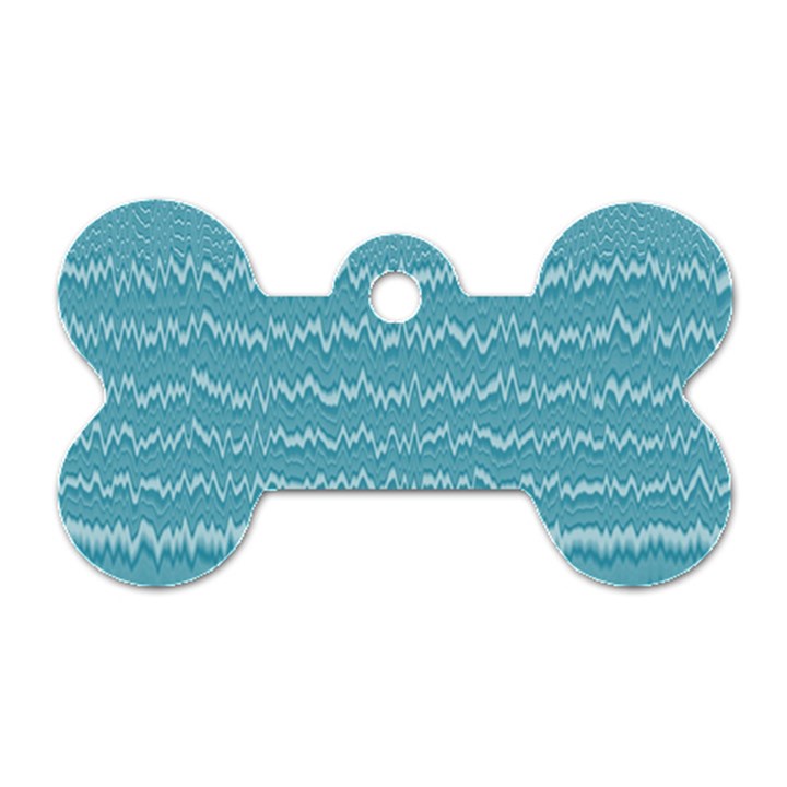 Boho Teal Stripes Dog Tag Bone (Two Sides)