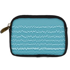 Boho Teal Stripes Digital Camera Leather Case by SpinnyChairDesigns