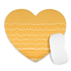 Boho Saffron Yellow Stripes Heart Mousepads by SpinnyChairDesigns