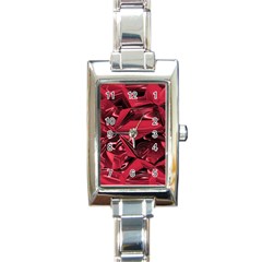 Candy Apple Crimson Red Rectangle Italian Charm Watch by SpinnyChairDesigns