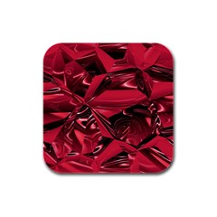 Candy Apple Crimson Red Rubber Square Coaster (4 Pack)  by SpinnyChairDesigns