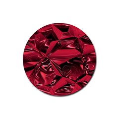 Candy Apple Crimson Red Rubber Coaster (round)  by SpinnyChairDesigns