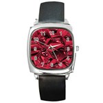 Candy Apple Crimson Red Square Metal Watch Front