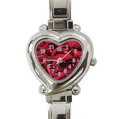 Candy Apple Crimson Red Heart Italian Charm Watch by SpinnyChairDesigns