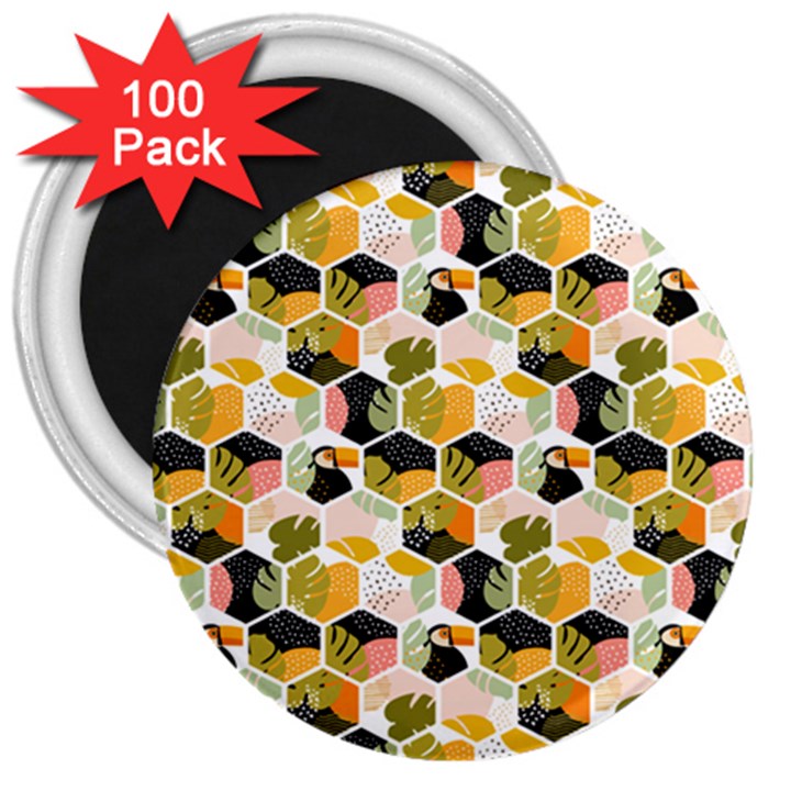 Hexagon Tropical Pattern 3  Magnets (100 pack)