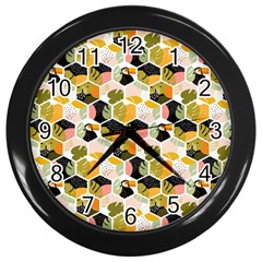 Hexagon Tropical Pattern Wall Clock (black) by designsbymallika