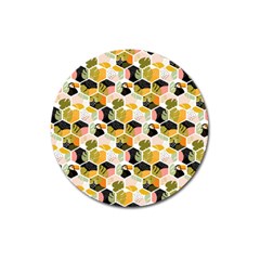 Hexagon Tropical Pattern Magnet 3  (round) by designsbymallika