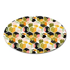 Hexagon Tropical Pattern Oval Magnet by designsbymallika