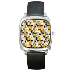 Hexagon Tropical Pattern Square Metal Watch by designsbymallika