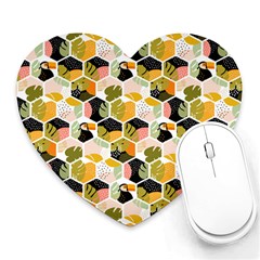 Hexagon Tropical Pattern Heart Mousepads by designsbymallika