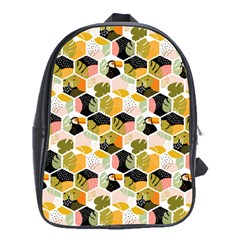 Hexagon Tropical Pattern School Bag (xl) by designsbymallika