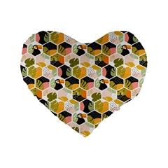 Hexagon Tropical Pattern Standard 16  Premium Heart Shape Cushions by designsbymallika