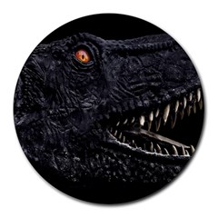 Trex Dinosaur Head Dark Poster Round Mousepads by dflcprintsclothing