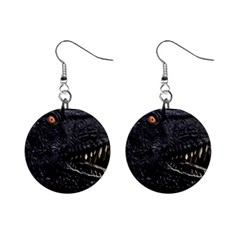 Trex Dinosaur Head Dark Poster Mini Button Earrings by dflcprintsclothing