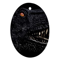 Trex Dinosaur Head Dark Poster Oval Ornament (two Sides) by dflcprintsclothing