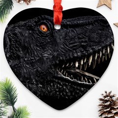 Trex Dinosaur Head Dark Poster Heart Ornament (two Sides)