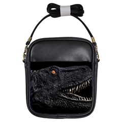 Trex Dinosaur Head Dark Poster Girls Sling Bag by dflcprintsclothing