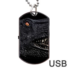 Trex Dinosaur Head Dark Poster Dog Tag Usb Flash (one Side) by dflcprintsclothing