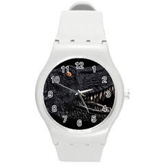 Trex Dinosaur Head Dark Poster Round Plastic Sport Watch (m) by dflcprintsclothing