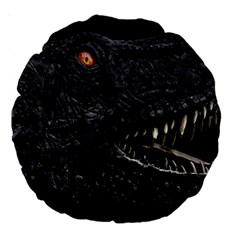 Trex Dinosaur Head Dark Poster Large 18  Premium Round Cushions by dflcprintsclothing