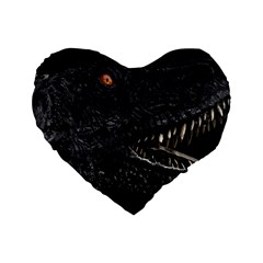 Trex Dinosaur Head Dark Poster Standard 16  Premium Flano Heart Shape Cushions by dflcprintsclothing