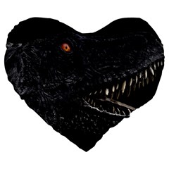 Trex Dinosaur Head Dark Poster Large 19  Premium Flano Heart Shape Cushions by dflcprintsclothing