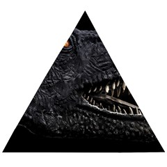 Trex Dinosaur Head Dark Poster Wooden Puzzle Triangle by dflcprintsclothing