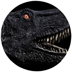 Trex Dinosaur Head Dark Poster Wooden Puzzle Round by dflcprintsclothing