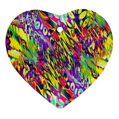 Colorful Jungle Pattern Ornament (heart) by SpinnyChairDesigns