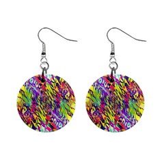 Colorful Jungle Pattern Mini Button Earrings by SpinnyChairDesigns