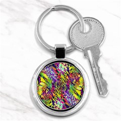 Colorful Jungle Pattern Key Chain (round) by SpinnyChairDesigns