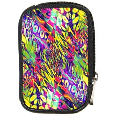 Colorful Jungle Pattern Compact Camera Leather Case by SpinnyChairDesigns