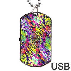 Colorful Jungle Pattern Dog Tag Usb Flash (one Side) by SpinnyChairDesigns