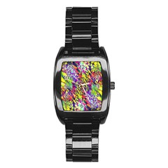 Colorful Jungle Pattern Stainless Steel Barrel Watch by SpinnyChairDesigns