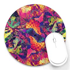 Colorful Boho Abstract Art Round Mousepads by SpinnyChairDesigns