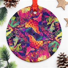 Colorful Boho Abstract Art Ornament (round) by SpinnyChairDesigns