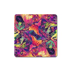 Colorful Boho Abstract Art Square Magnet by SpinnyChairDesigns