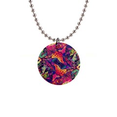 Colorful Boho Abstract Art 1  Button Necklace by SpinnyChairDesigns