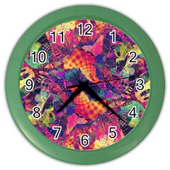 Colorful Boho Abstract Art Color Wall Clock by SpinnyChairDesigns