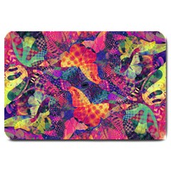 Colorful Boho Abstract Art Large Doormat  by SpinnyChairDesigns