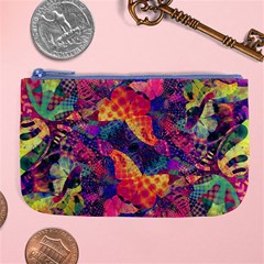 Colorful Boho Abstract Art Large Coin Purse by SpinnyChairDesigns