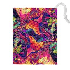 Colorful Boho Abstract Art Drawstring Pouch (5xl) by SpinnyChairDesigns