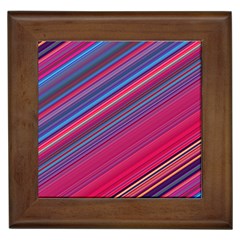 Boho Pink Blue Stripes Framed Tile by SpinnyChairDesigns