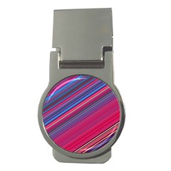 Boho Pink Blue Stripes Money Clips (round)  by SpinnyChairDesigns