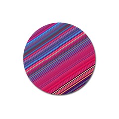 Boho Pink Blue Stripes Magnet 3  (round) by SpinnyChairDesigns