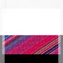 Boho Pink Blue Stripes Rectangular Jigsaw Puzzl by SpinnyChairDesigns