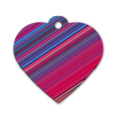 Boho Pink Blue Stripes Dog Tag Heart (two Sides) by SpinnyChairDesigns