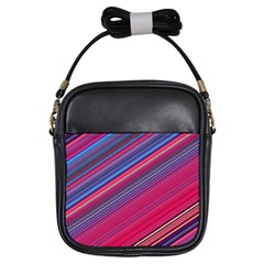 Boho Pink Blue Stripes Girls Sling Bag by SpinnyChairDesigns