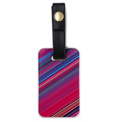 Boho Pink Blue Stripes Luggage Tag (one Side) by SpinnyChairDesigns